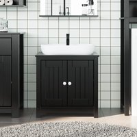 Berkfield Home Bathroom Sink Cabinet BERG Black 60x34x59 cm Solid Wood Pine | Size: 60 x 34 x 59 cm