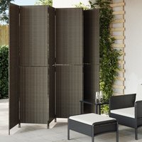 Berkfield Home Room Divider 6 Panels Grey Poly Rattan