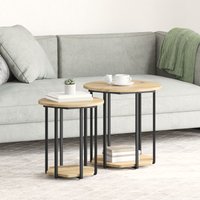 Berkfield Home End Tables Artisan oak Engineered wood, Metal Medium Coffee Table in Brown