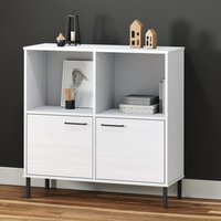 Berkfield Home Bookcase with Metal Legs White 90x35x90.5 cm Solid Wood OSLO
