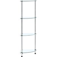 Berkfield Home 4-Tier Shelf Transparent 30x30x100 cm Tempered Glass in Clear | Size: 30 x 30 x 100 cm