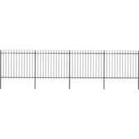 Berkfield Home Garden Fence with Spear Top Steel 6.8x1.5 m Black