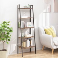 Berkfield Home 5-Tier Standing Shelf Dark Brown & Black 56x35x174 cm | Size: 56 x 35 x 174 cm