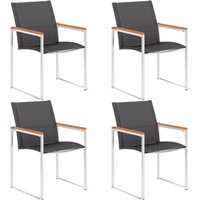 Berkfield Home Garden Chairs 4 pcs Textilene & Stainless Steel Grey