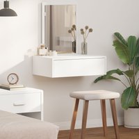Berkfield Home Wall Hanging Dressing Table White 60x40x70 cm in White | Size: 60 x 40 x 70 cm