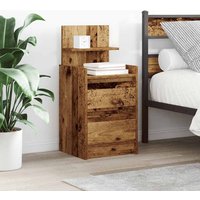 Berkfield Home Bedside Cabinet with 2 Drawers Old Wood 38x34x80 cm in Brown | Size: 38 x 34 x 80 cm