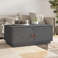 Berkfield Home Coffee Table Grey 80x50x35 cm Solid Wood Pine | Size: 80 x 50 x 35 cm