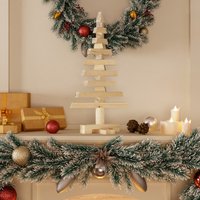 Berkfield Home Wooden Christmas Tree for Decoration 60 cm Solid Wood Pine in Brown