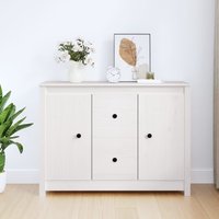 Berkfield Home Sideboard White 100x35x74 cm Solid Wood Pine | Size: 100 x 35 x 74 cm