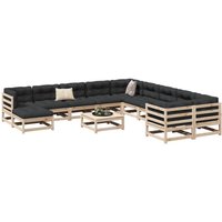 Berkfield Home 12 Piece Garden Sofa Set Solid Wood Pine in Brown