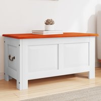 Berkfield Home Storage Chest with Lid Brown & White Solid Wood Acacia