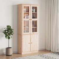 Berkfield Home Glass Display Cabinet ALTA 77x35x186.5 cm Solid Wood Pine in Brown