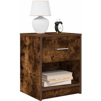 Berkfield Home Bedside Cabinet with Drawer Smoked Oak 40x34x50 cm in Brown | Size: 40 x 34 x 50 cm