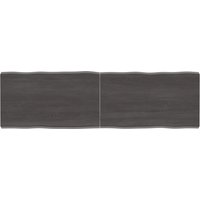 Berkfield Home Table Top Dark Grey 140x40x(2-4) cm Treated Solid Wood Live Edge in Brown