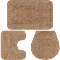 Berkfield Home Bathroom Mat Set 3 Pieces Fabric Beige