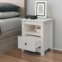 Berkfield Home Bedside Cabinet White 40x35x49 cm Solid Wood Pine | Size: 40 x 35 x 49 cm
