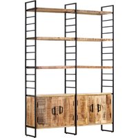 Berkfield Home 4-Tier Bookcase 124x30x180 cm Rough Mango Wood in Brown | Size: 124 x 30 x 180 cm