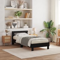 Berkfield Home Bed Frame with LED Lights Black Oak 90x200 cm Engineered Wood