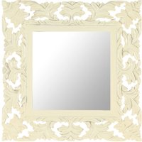 Berkfield Home Hand Carved Mirror White 50x50 cm Solid Mango Wood