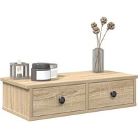 Berkfield Home Wall Shelf with Drawers Sonoma Oak 60x25x15 cm Engineered Wood in Brown | Size: 60 x 25 x 15 cm
