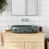 Berkfield Home Countertop Basin Blue Oval 59x40x14 cm Ceramic | Size: 59 x 40 x 14 cm