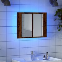 Berkfield Home LED Mirror Cabinet Old Wood 60x12x45 cm Engineered Wood in Brown | Size: 60 x 12 x 45 cm
