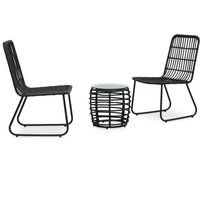 Berkfield Home 3 Piece Bistro Set Poly Rattan Black