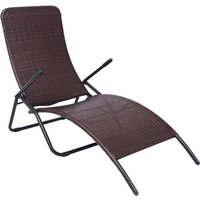 Berkfield Home Folding Sun Lounger Poly Rattan Brown