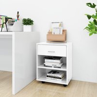 Berkfield Home Rolling Cabinet High Gloss White 46x36x59 cm Engineered Wood | Size: 46 x 36 x 59 cm