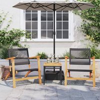 Berkfield Home 3 Piece Bistro Set Black Poly Rattan & Solid Wood Acacia
