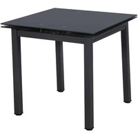 Modernique Tempered Glass Extending Small Dining Table 80 cm to 130 cm in Black