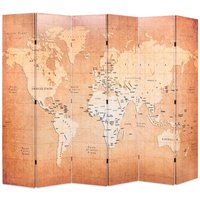 Berkfield Home Folding Room Divider 228x170 cm World Map Yellow