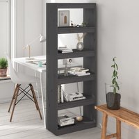 Berkfield Home Book Cabinet/Room Divider Grey 60x30x167.5 cm Solid Wood Pine