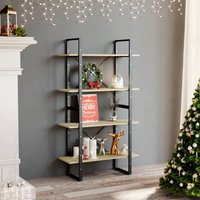 Berkfield Home 4-Tier Book Cabinet Sonoma Oak 80x30x140 cm Engineered Wood in Brown | Size: 80 x 30 x 140 cm