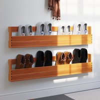 Berkfield Home Wall-mounted Shoe Racks 2 pcs Wax Brown 110x8.5x23.5 cm Solid Wood Pine