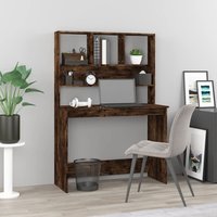 Berkfield Home Desk with Shelves Smoked Oak 102x45x148 cm Engineered Wood in Brown | Size: 102 x 45 x 148 cm