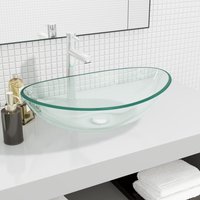 Berkfield Home Basin Tempered Glass 54.5x35x15.5 cm Transparent in Black