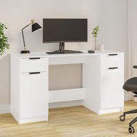 Berkfield Home Desk with Side Cabinet White Engineered Wood