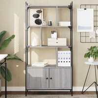 Berkfield Home Bookcase with Doors Grey Sonoma 76.5x30x154.5 cm Engineered Wood