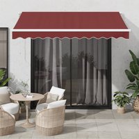 Berkfield Home Manual Retractable Awning with LED Burgundy 300x250 cm in Red