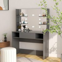 Berkfield Home Makeup Table with LED Lights 100x40x135 cm MDF Grey | Size: 100 x 40 x 135 cm