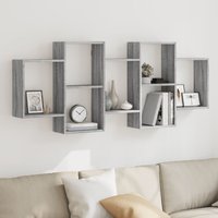 Berkfield Home Wall Shelf Grey Sonoma 159x18x65 cm Engineered Wood | Size: 159 x 18 x 65 cm