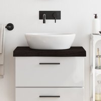 Berkfield Home Bathroom Countertop Dark Brown 60x60x(2-6) cm Treated Solid Wood in Grey