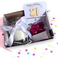 Small 21st Birthday Balloons Hamper Candle Bracelet Chocolate Silver Pack