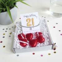 21st Birthday Cubic Zirconia Silver Bracelet & Balloon Hamper Pack