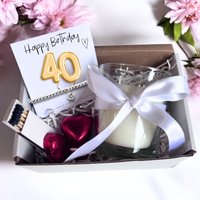 Small 40th Birthday Balloon Hamper Candle Bracelet Chocolates Silver Pack