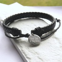 Personalised Leather Weave Bracelet inches
