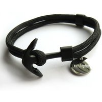 Aye Do Gifts Personalised Men's Black Anchor Bracelet | Size: 8 inches
