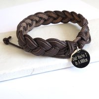 Personalised Pleated Leather Bracelet inches