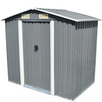 Berkfield Home Garden Storage Shed Grey Metal 204x132x186 cm | Size: 204 x 132 x 186 cm